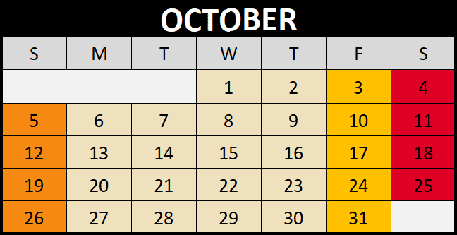 October 2025 calendar